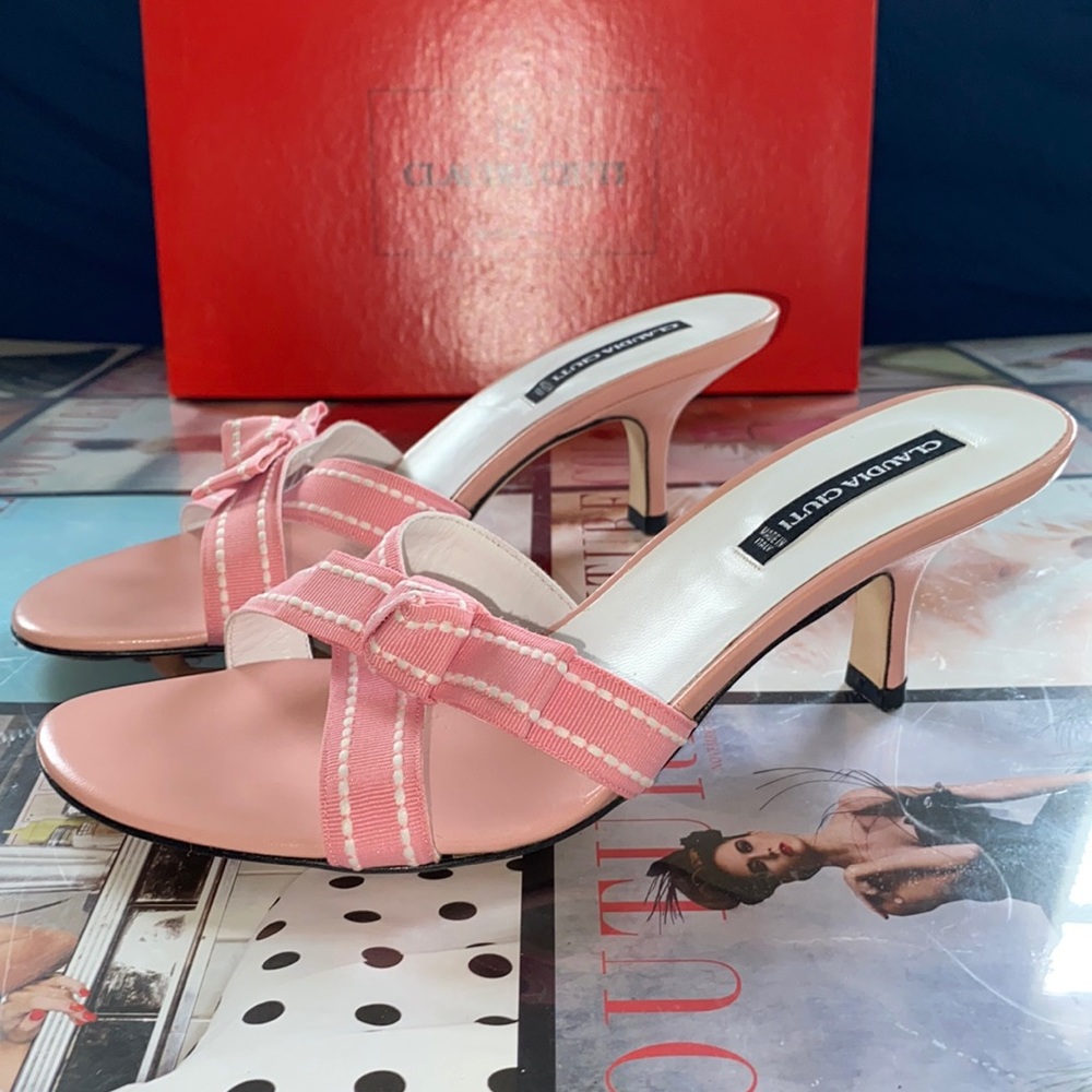 Clauadia Ciuti Vintage light pink heel slides 7.5